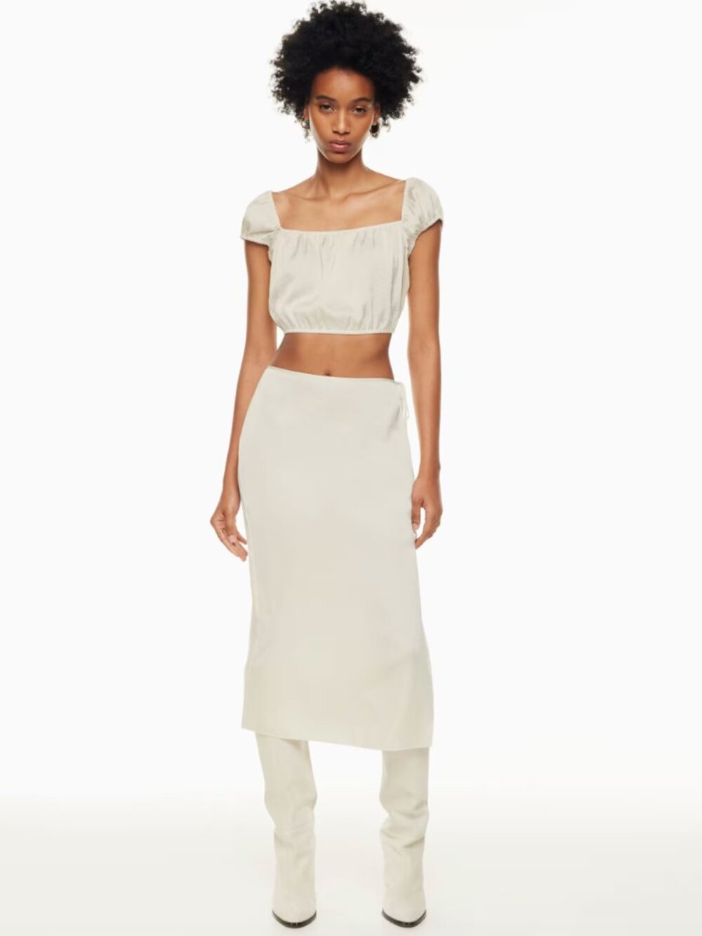Aritzia Wilfred Ethereal Satin Blouse (Light Birch, size M)